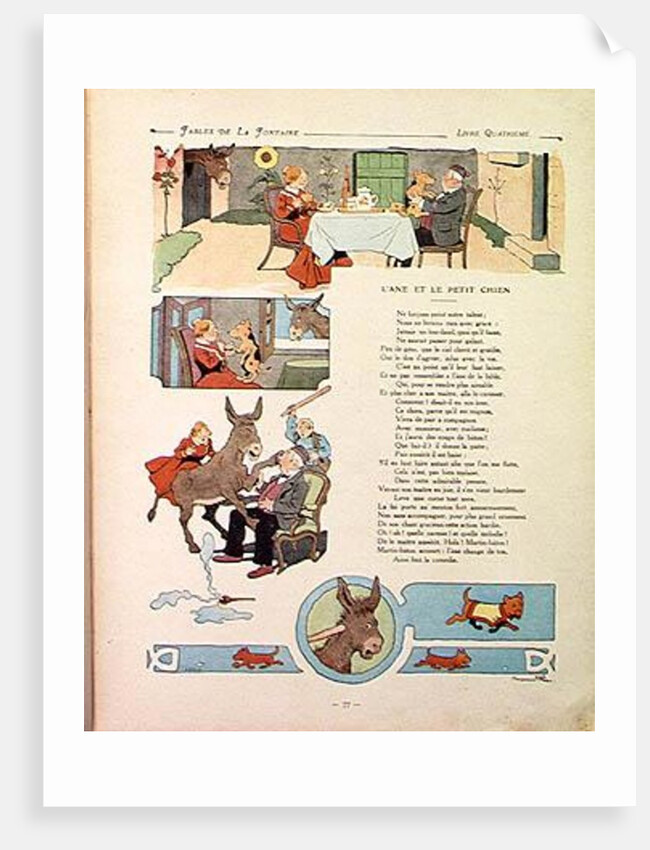 The Donkey and the Little Dog by Benjamin (after) Rabier