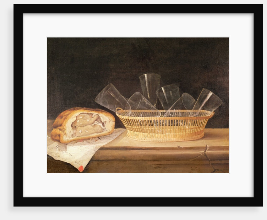 Basket of Glasses and a Meat Pie, before 1630 by Sebastian Stoskopff