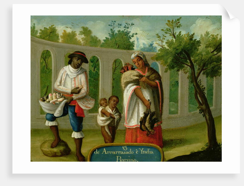 An Arvarrasado and Barsino Indian Couple with their Children by Mexican School