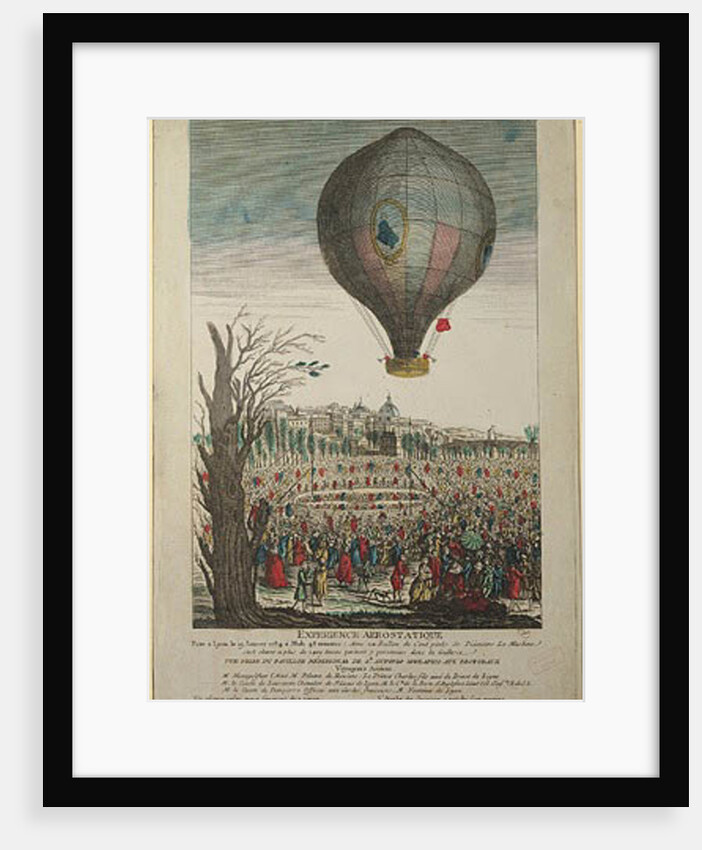 Hot-Air Balloon Experiment by the Montgolfier Brothers and Francois Pilatre de Rozier at Lyon, 19th January 1784 by French School