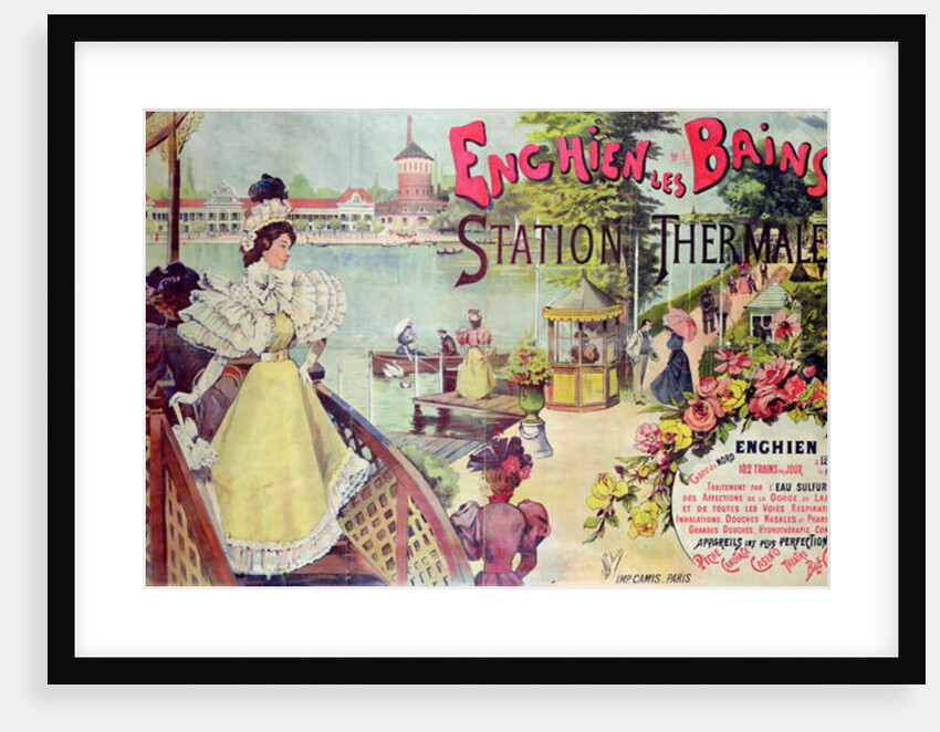 Poster advertising the spa resort of Enghien-les-Bains by French School