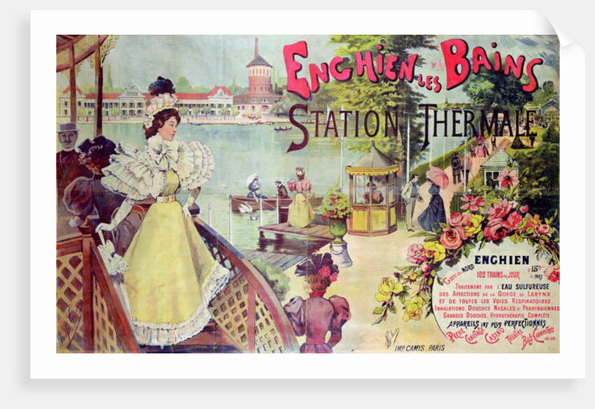 Poster advertising the spa resort of Enghien-les-Bains by French School