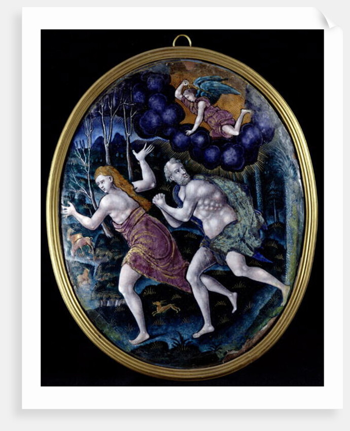 Oval plaque depicting Adam and Eve Expelled from Paradise, Limousin by French School