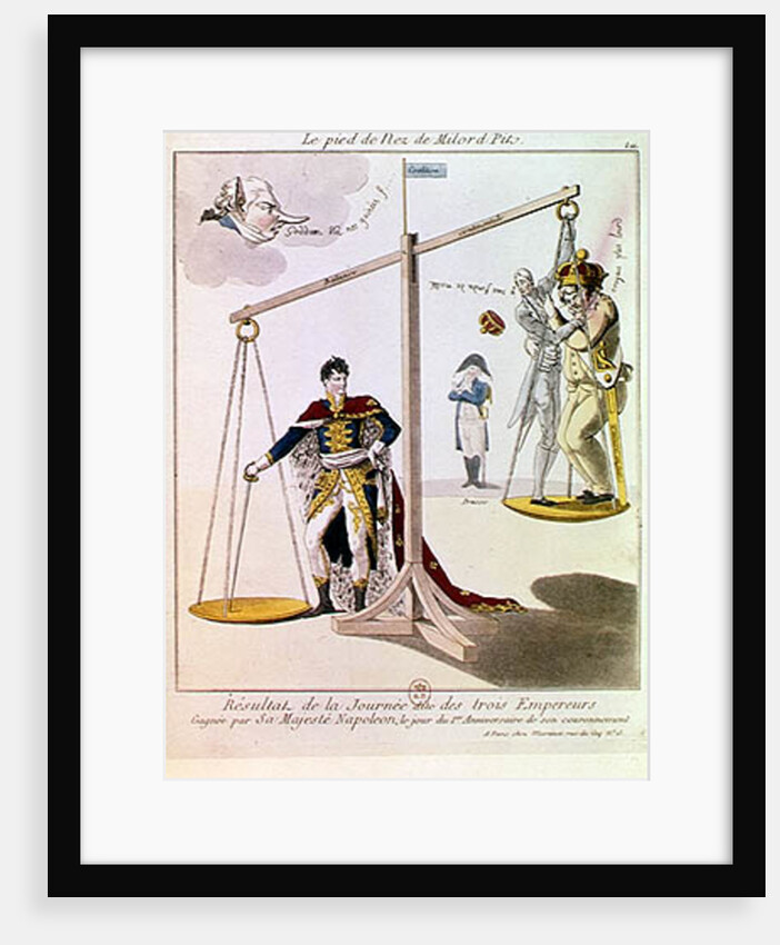 The Result of the Day of the Three Emperors, caricature drawn after the Battle of Austerlitz by French School