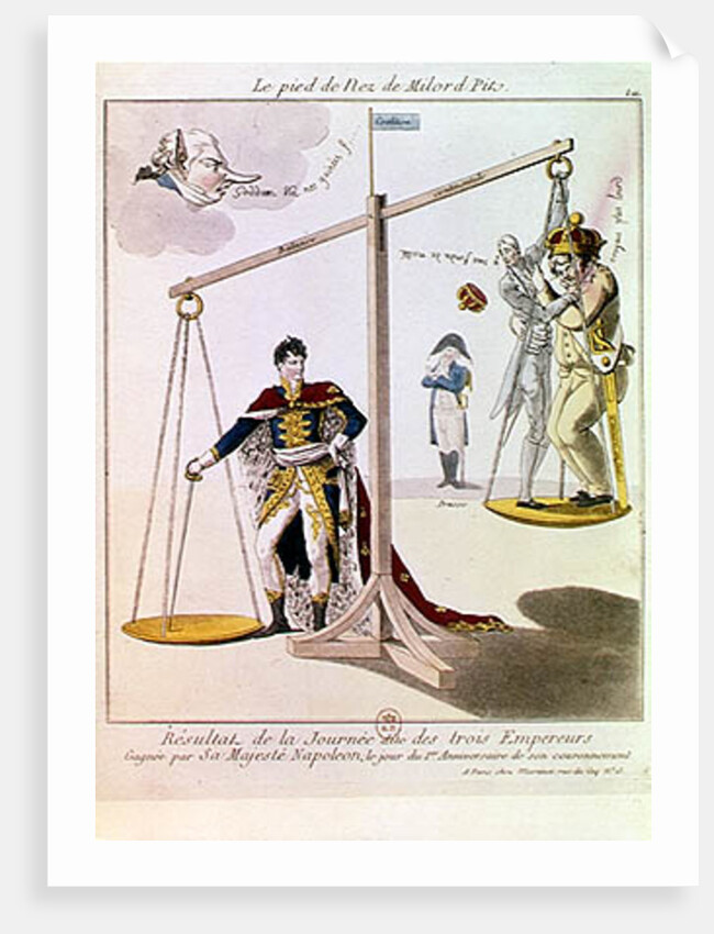 The Result of the Day of the Three Emperors, caricature drawn after the Battle of Austerlitz by French School