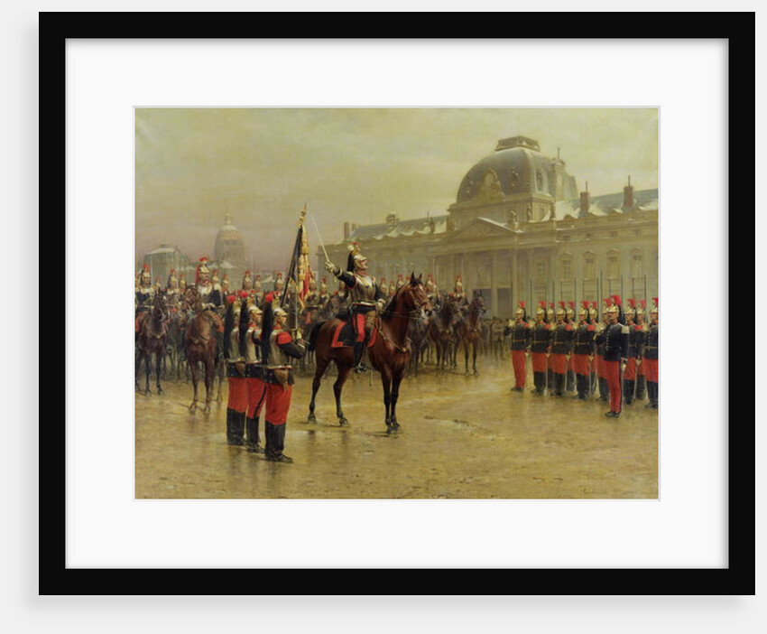 Colonel de La Rochetulon Presenting to the Recruits of the 6th Cavalry the Standard of the Regiment in January 1887, c.1887 by Louis Auguste Georges Loustaunau