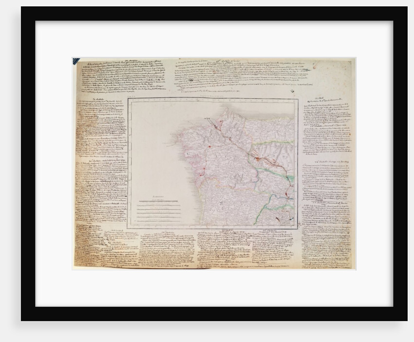 Map of Galicia with the route of the French army and a log, from the campaign in January, 1809 by French School