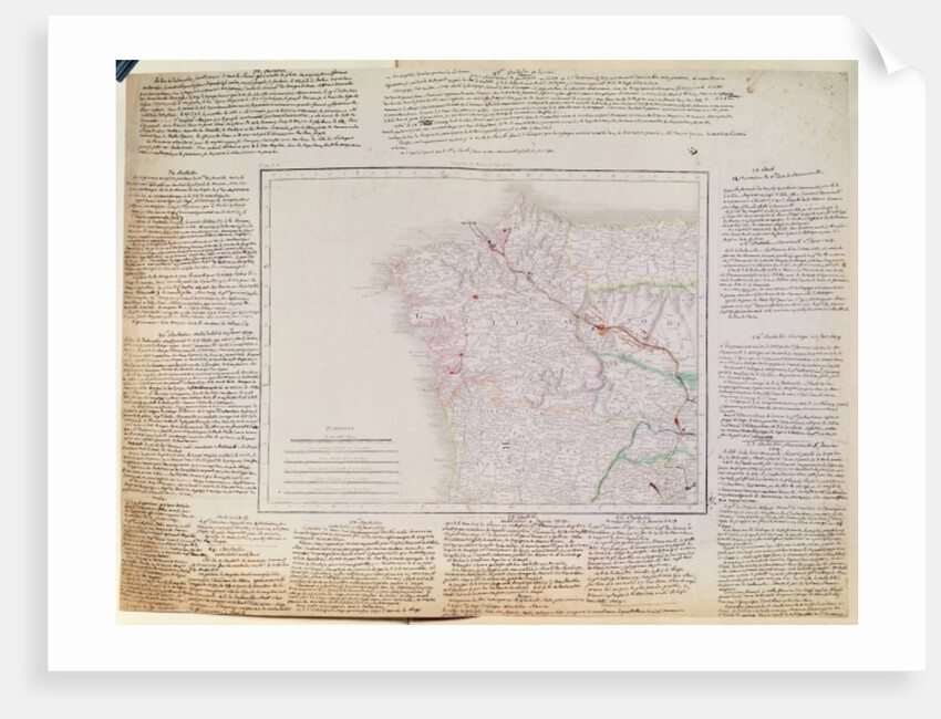 Map of Galicia with the route of the French army and a log, from the campaign in January, 1809 by French School