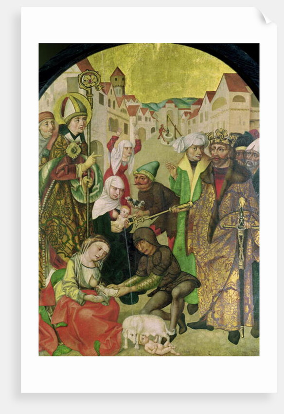 St. Stanislas watching the punishment of unfaithful wives as commanded by King Boleslas II by Polish School