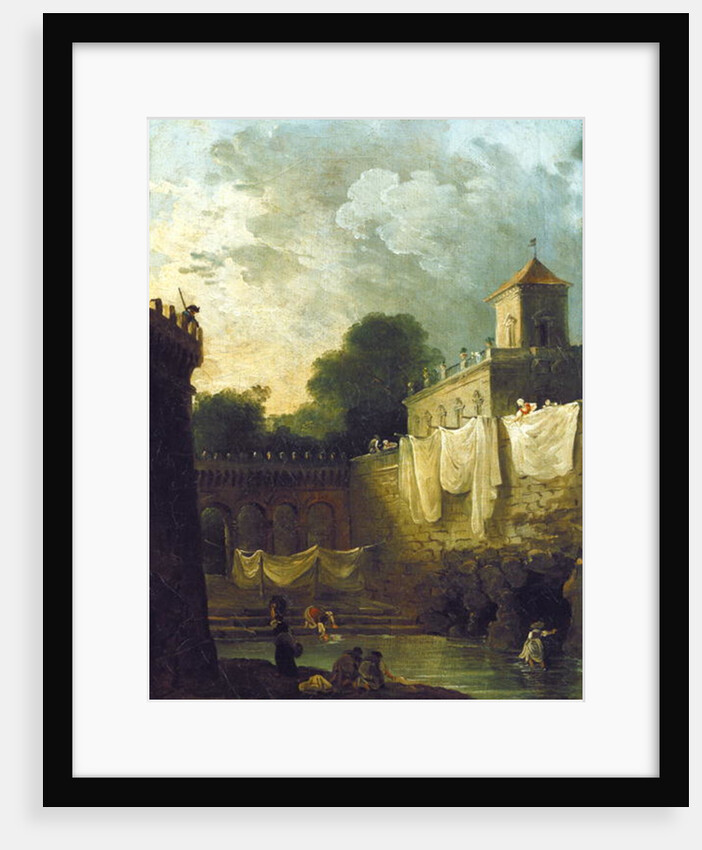 Washerwomen in the Moat of an Italian Villa by Hubert Robert