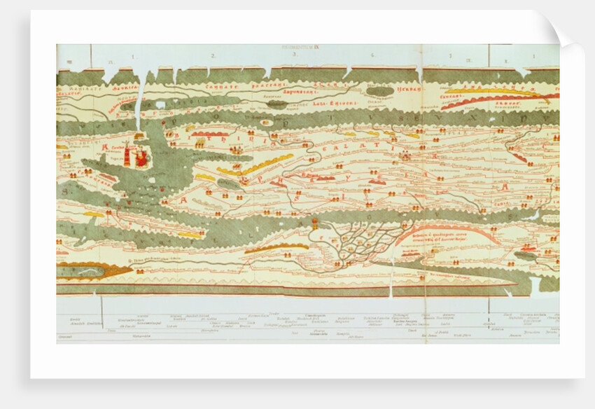 Detail of Constantinople and the Middle East from the Peutinger map copy by Anonymous