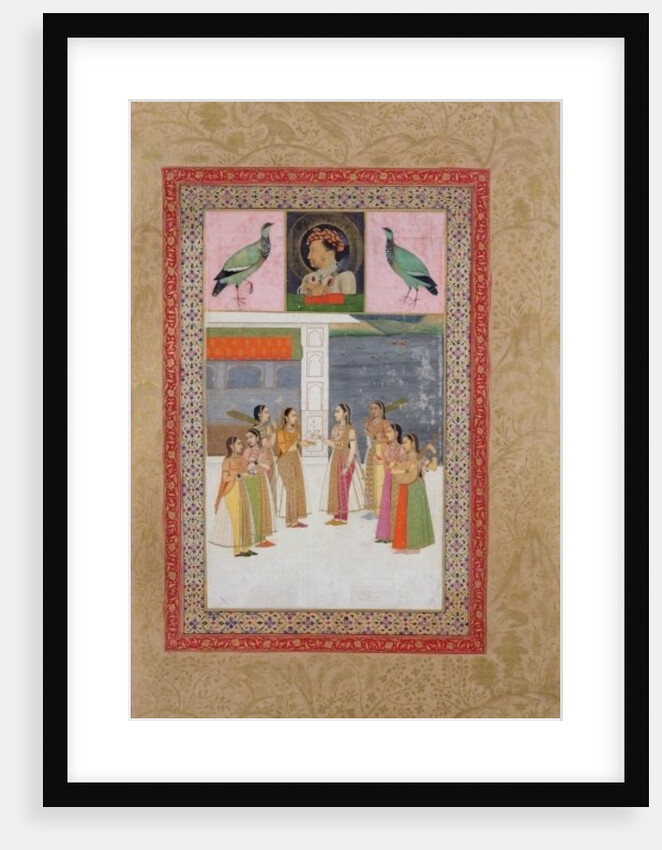 Portrait of Djahangir two birds and noble women in conversation by Indian School