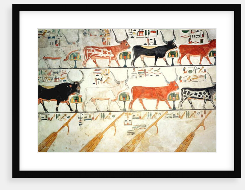 The seven celestial cows and the sacred bull and the four rudders of heaven by Egyptian 19th Dynasty
