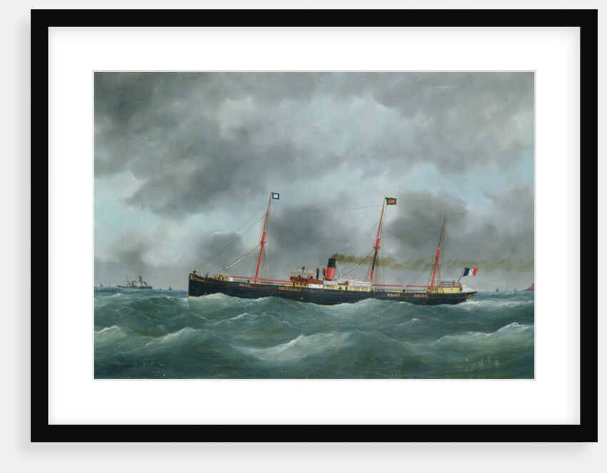 Cargo Steamship Flying the Flag of the Le Havre Peninsular Company by French School