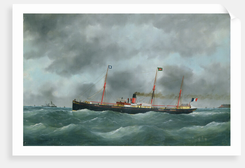 Cargo Steamship Flying the Flag of the Le Havre Peninsular Company by French School