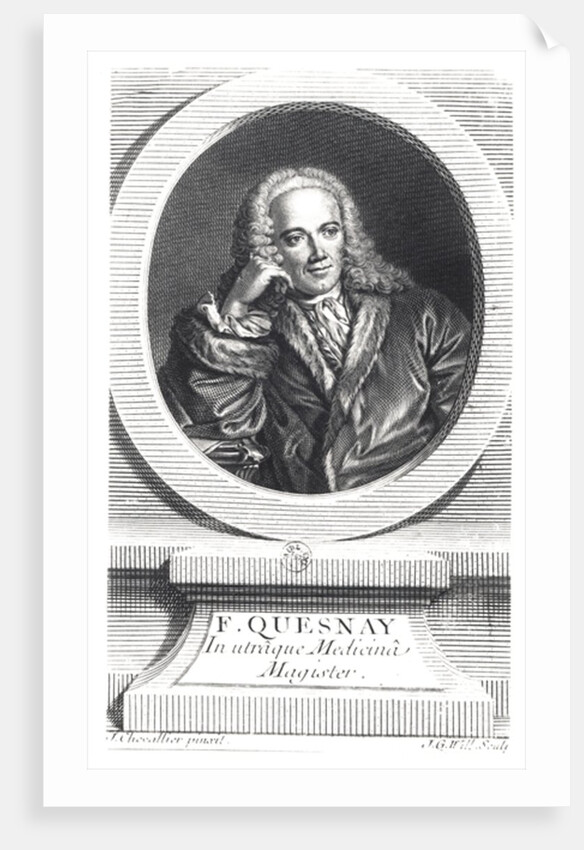Portrait of Francois Quesnay engraved by Johan Georg Wille by J. Chevallier
