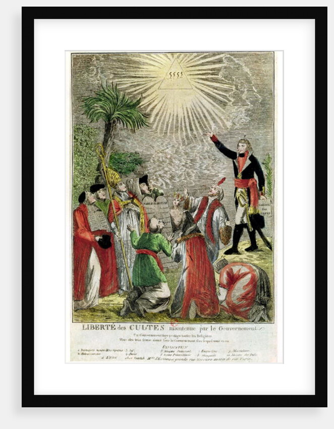 Freedom of Worship during the period of Napoleon's consulship, depicting Napoleon pointing towards the Supreme Being, 1799 by Anonymous