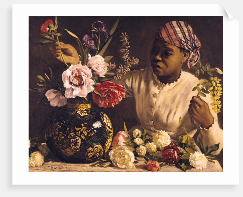 Negress with Peonies, 1870 by Jean Frederic Bazille