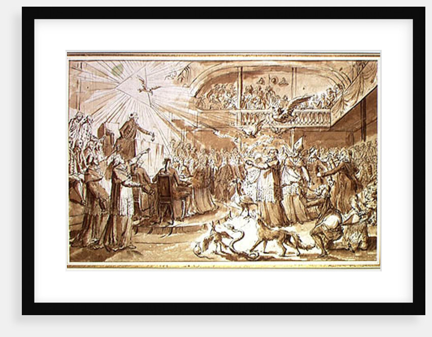 Caricature of the clergy at the Constituent Assembly of December 1790 by Claude Louis Desrais