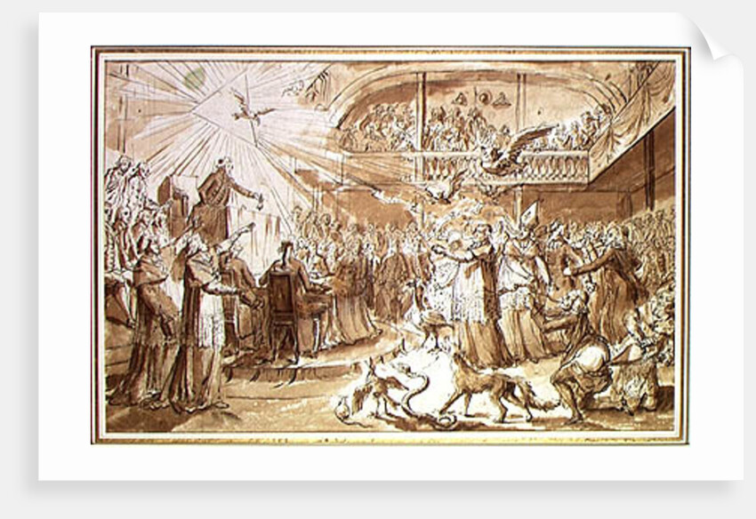 Caricature of the clergy at the Constituent Assembly of December 1790 by Claude Louis Desrais