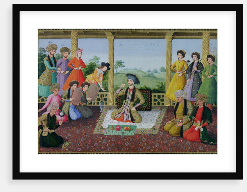 Ms E-14 f.98a Shah Suleyman II and his courtiers by Persian School