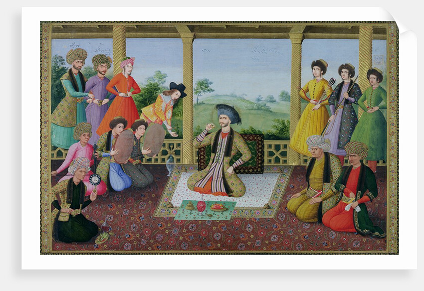 Ms E-14 f.98a Shah Suleyman II and his courtiers by Persian School