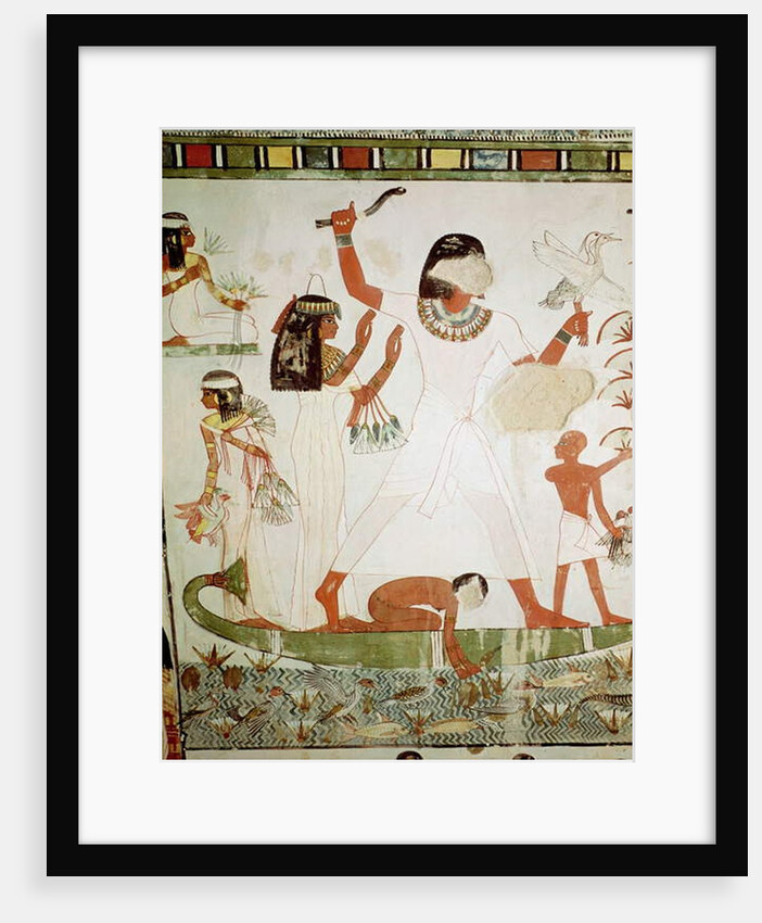 Fishing and fowling in the marshes by Egyptian 18th Dynasty