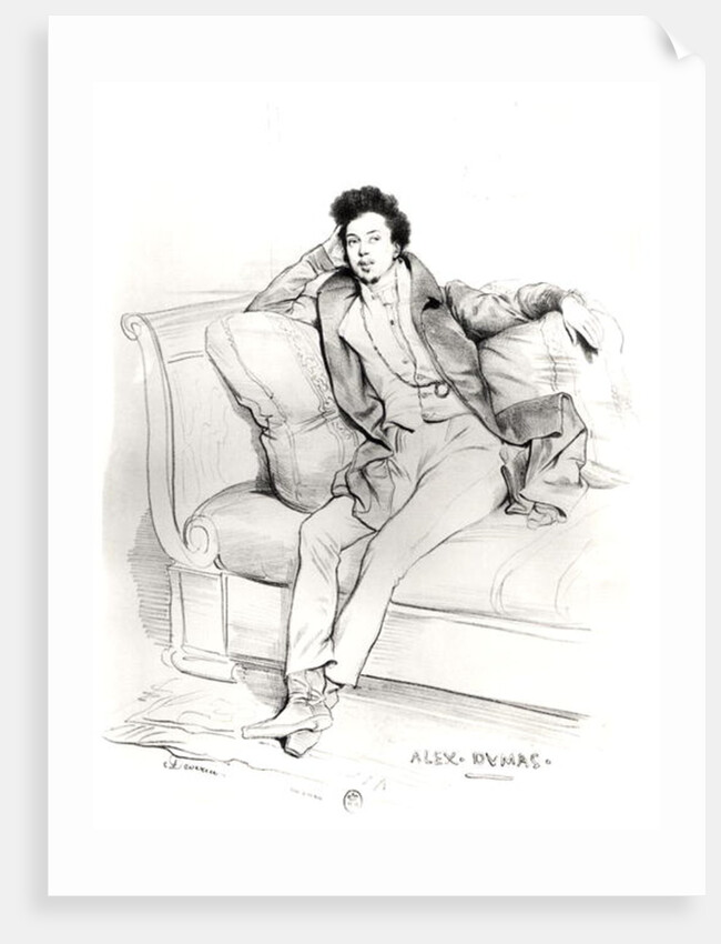 Alexandre Dumas Pere engraved by Charles Etienne Pierre Motte by Achille Deveria