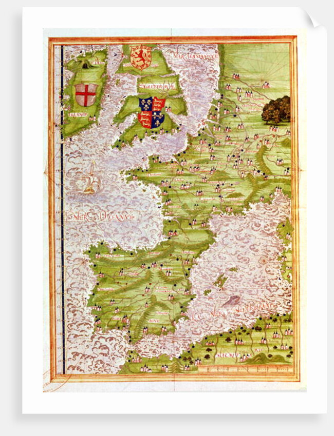 Fol.9v Map of Western Europe by Guillaume Le Testu