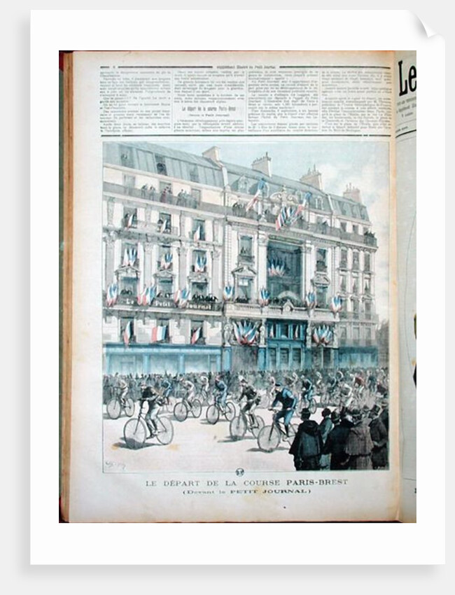 The start of the Paris-Brest bicycle race in front of the offices of 'Le Petit Journal' by Fortune Louis Meaulle