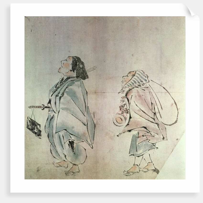 Samurai being followed by a servant by Hanabusa Itcho