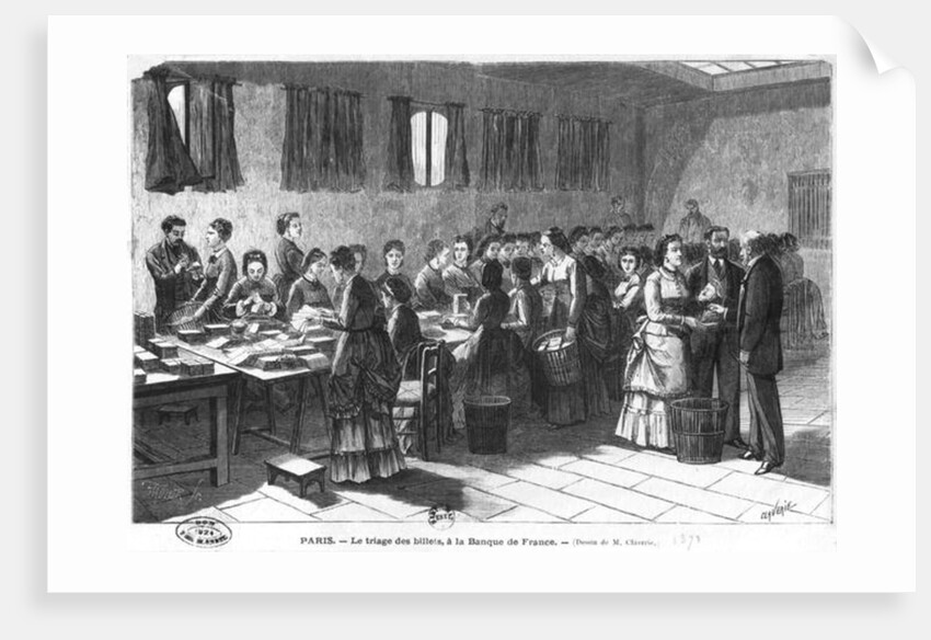 Sorting out the banknotes at the Paris Bank of France by Claverie