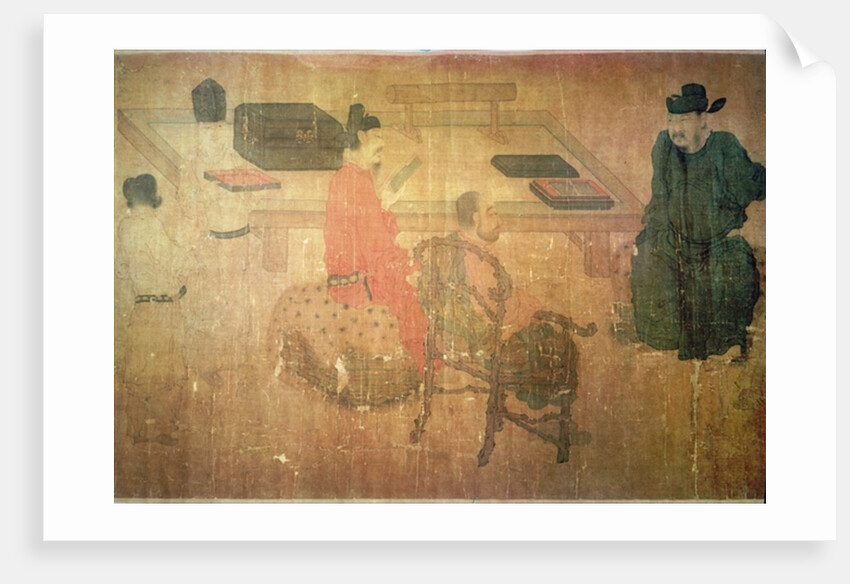 Three Well-Read Men from Lieou-Li T'ang in Conversation by (after) Zhou Wenju