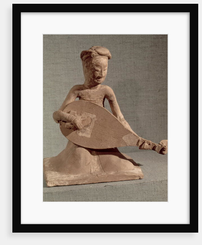 Seated musician playing a lute by Chinese School