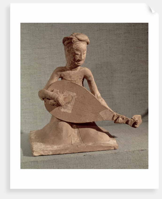 Seated musician playing a lute by Chinese School