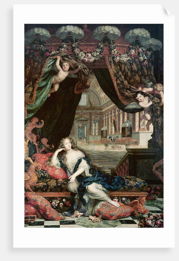 Portrait of Madame de Montespan reclining in front of gallery of the Chateau de Clagny by Henri Gascard