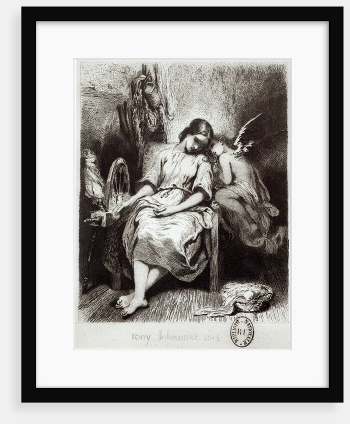 A Young Woman Dozing with an Angel by Tony Johannot