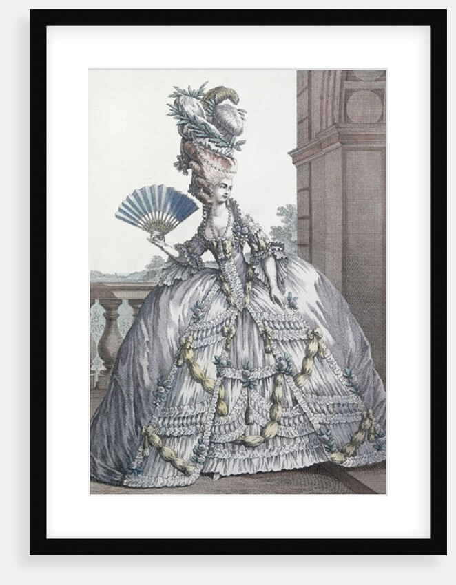 Woman wearing a stylish dress with her hair 'A la Victoire' by Claude Louis Desrais