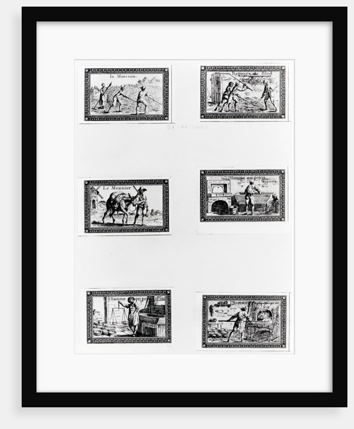 Six vignettes depicting bread making by French School