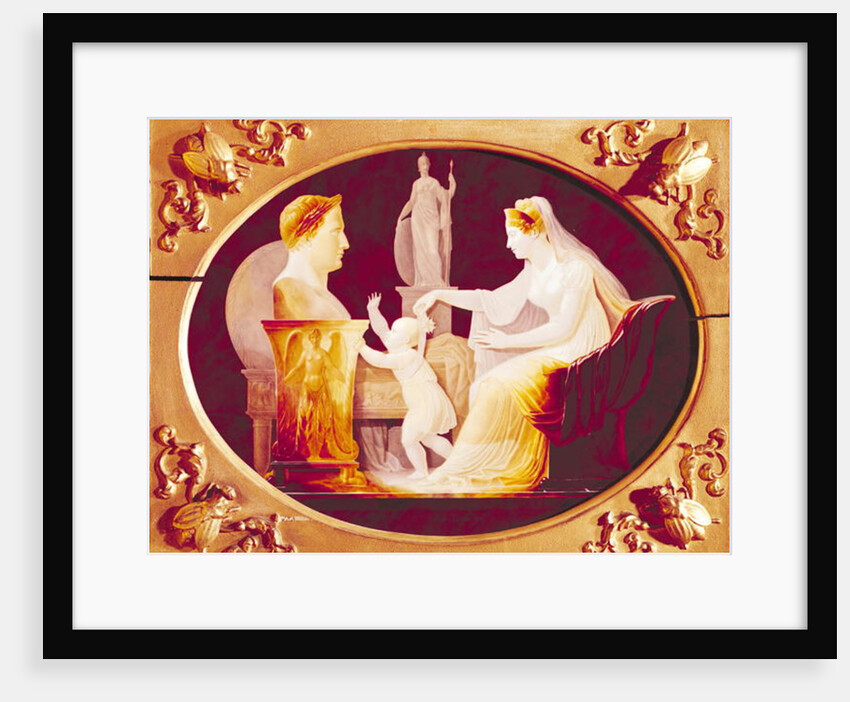 Marie-Louise of Austria guiding her son, with the ribbon of a medal of the Legion of Honour, towards a bust of Napoleon Bonaparte 1813 by Louis Bertin Parant