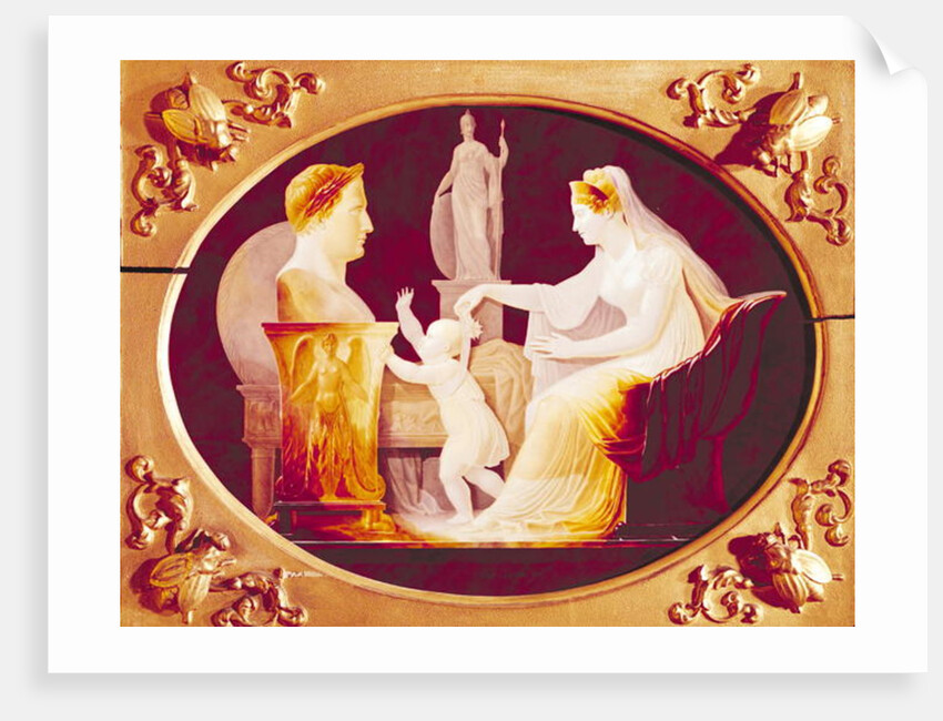 Marie-Louise of Austria guiding her son, with the ribbon of a medal of the Legion of Honour, towards a bust of Napoleon Bonaparte 1813 by Louis Bertin Parant