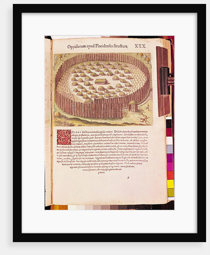 Fortified Indian Village by Th. after Le Moyne J. Bry