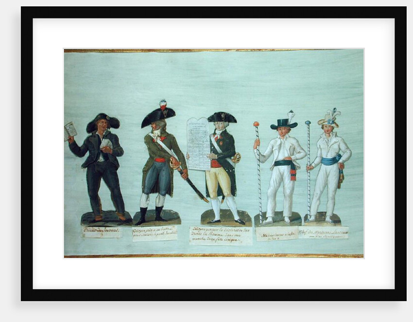 A Newspaper Seller, a Citizen Ready to Fight, a Citizen Carrying the Declaration of the Rights of Man and Two Bargemen by Lesueur Brothers