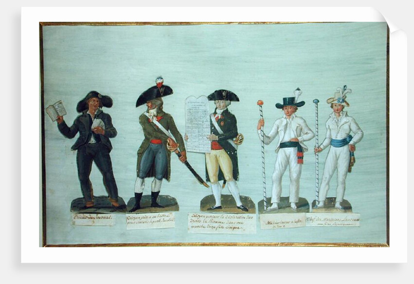 A Newspaper Seller, a Citizen Ready to Fight, a Citizen Carrying the Declaration of the Rights of Man and Two Bargemen by Lesueur Brothers