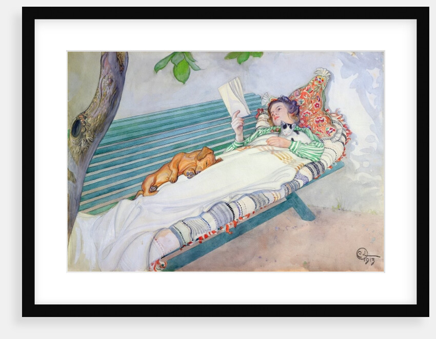 Woman Lying on a Bench, 1913 by Carl Larsson