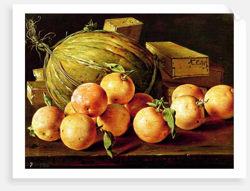 Still Life of Oranges, Melons and Boxes of Sweets by Luis Egidio Menendez or Melendez