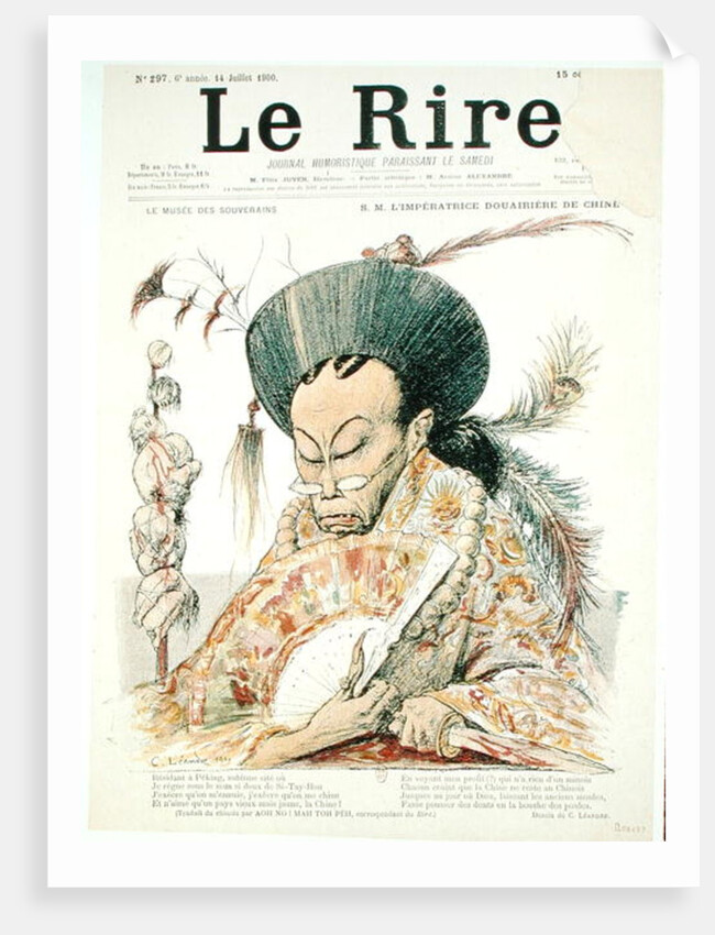 Tz'U-Hsi Empress Dowager of China, front cover of 'Le Rire', 14th July 1900 by Charles Leandre