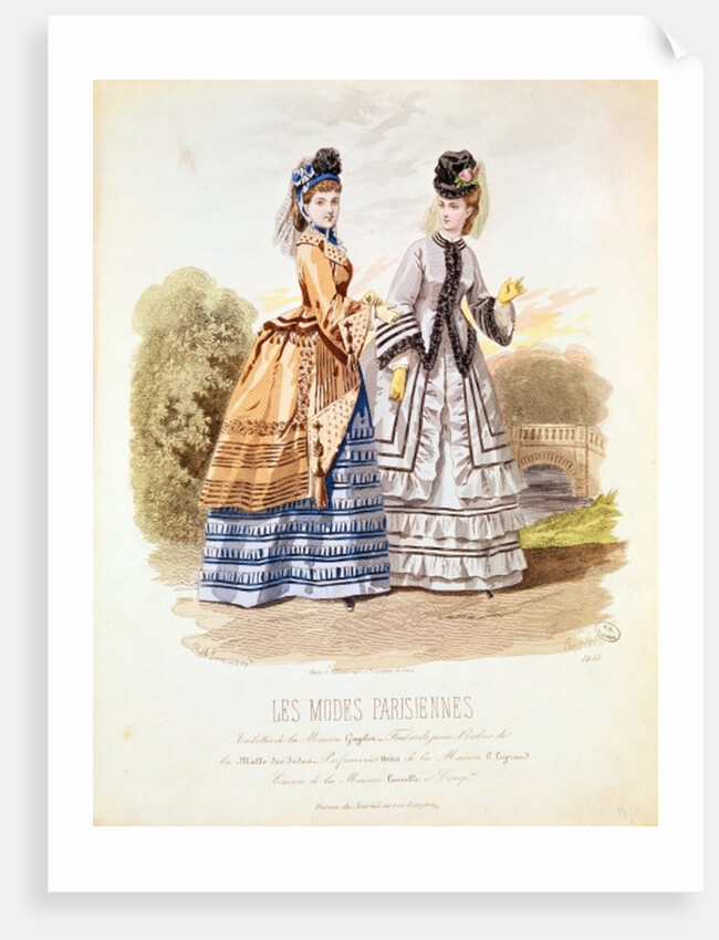 Fashion plate from 'Les Modes Parisiennes', 1870 by French School