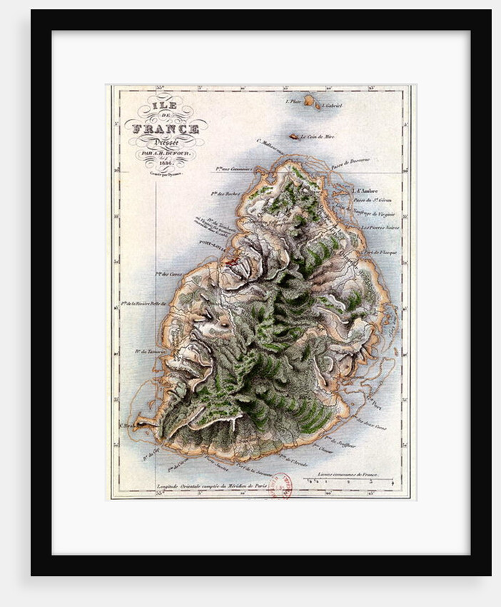 Map of Mauritius by A.H. (after) Dufour