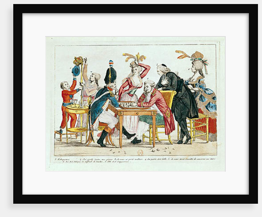 Caricature of Louis XVI playing chess with a soldier of the National Guard by French School